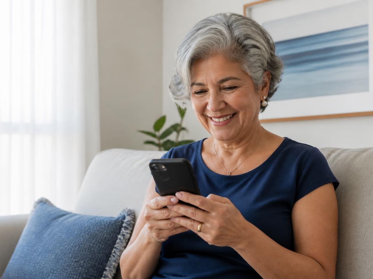 Cliente usando o celular para atendimento por aplicativo